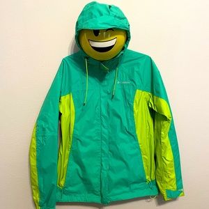 Columbia green womens rain jacket- large